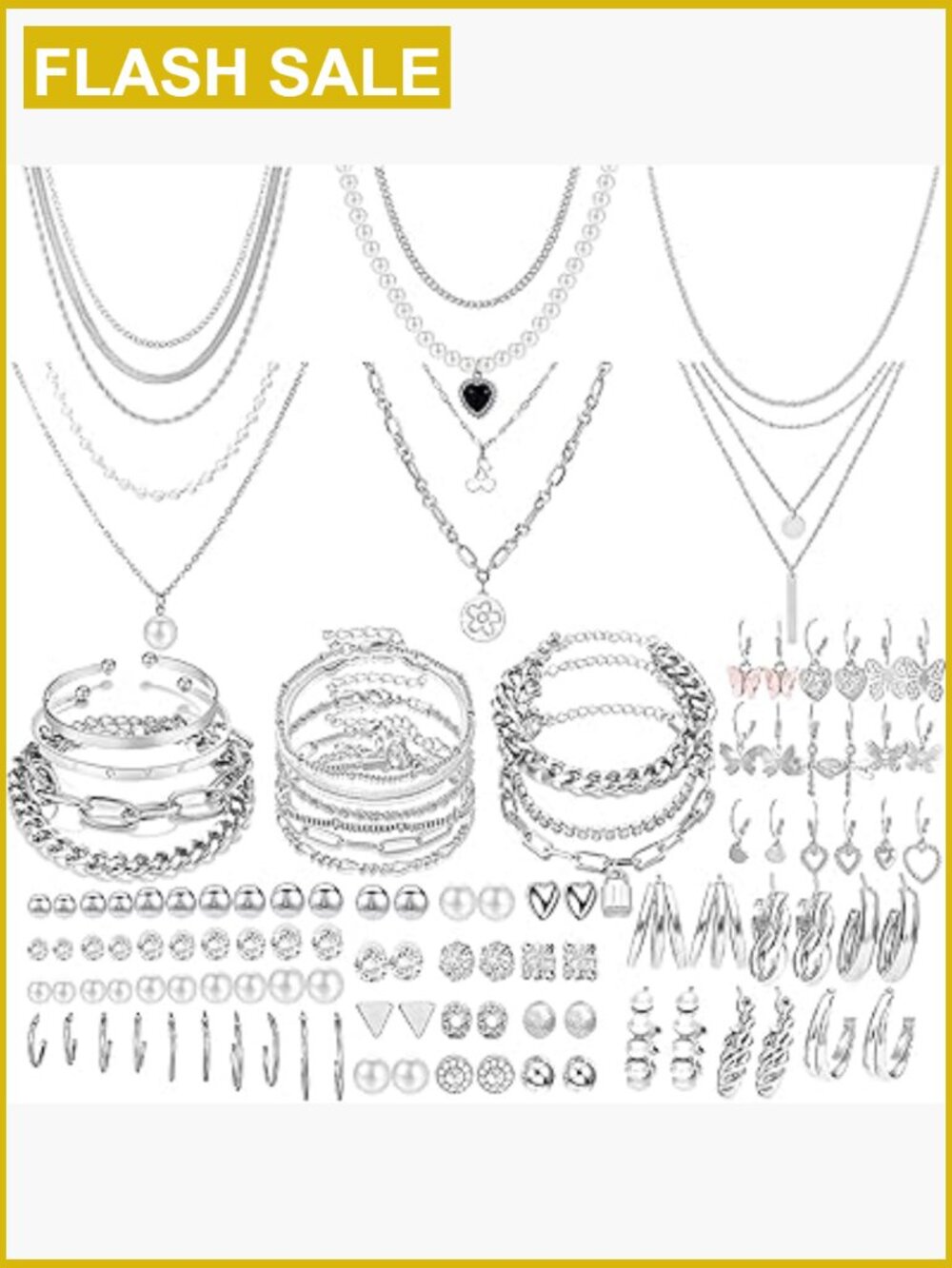 69 Piece Gold Plated Jewelry Set Necklace Bracelet Earrings Set for Women